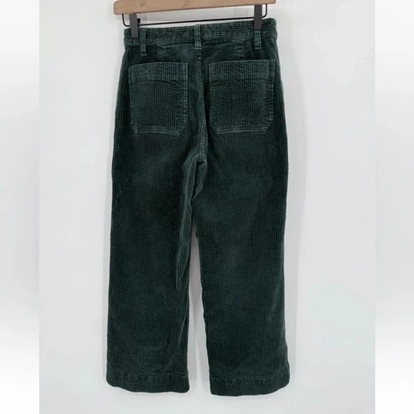 Madewell Slim Emmett Smoky Spruce Green Corduroy Crop Wide Leg Pants - Picture 6 of 8